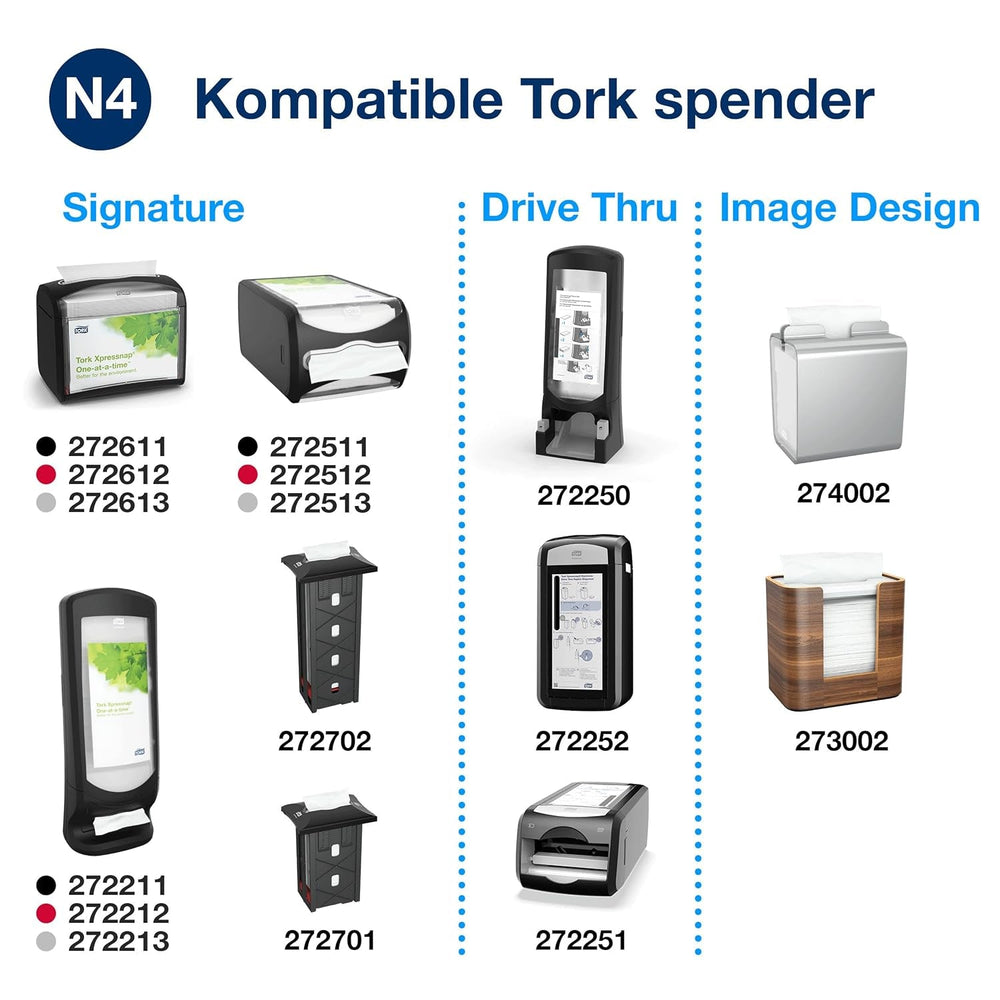 Șervețel dispenser Tork Xpressnap Extra Soft Nature N4, Premium, 1/2 ori 2 straturi, 21,3 cm X 16,5 cm, 8 × 1.000 șervețele, 12880