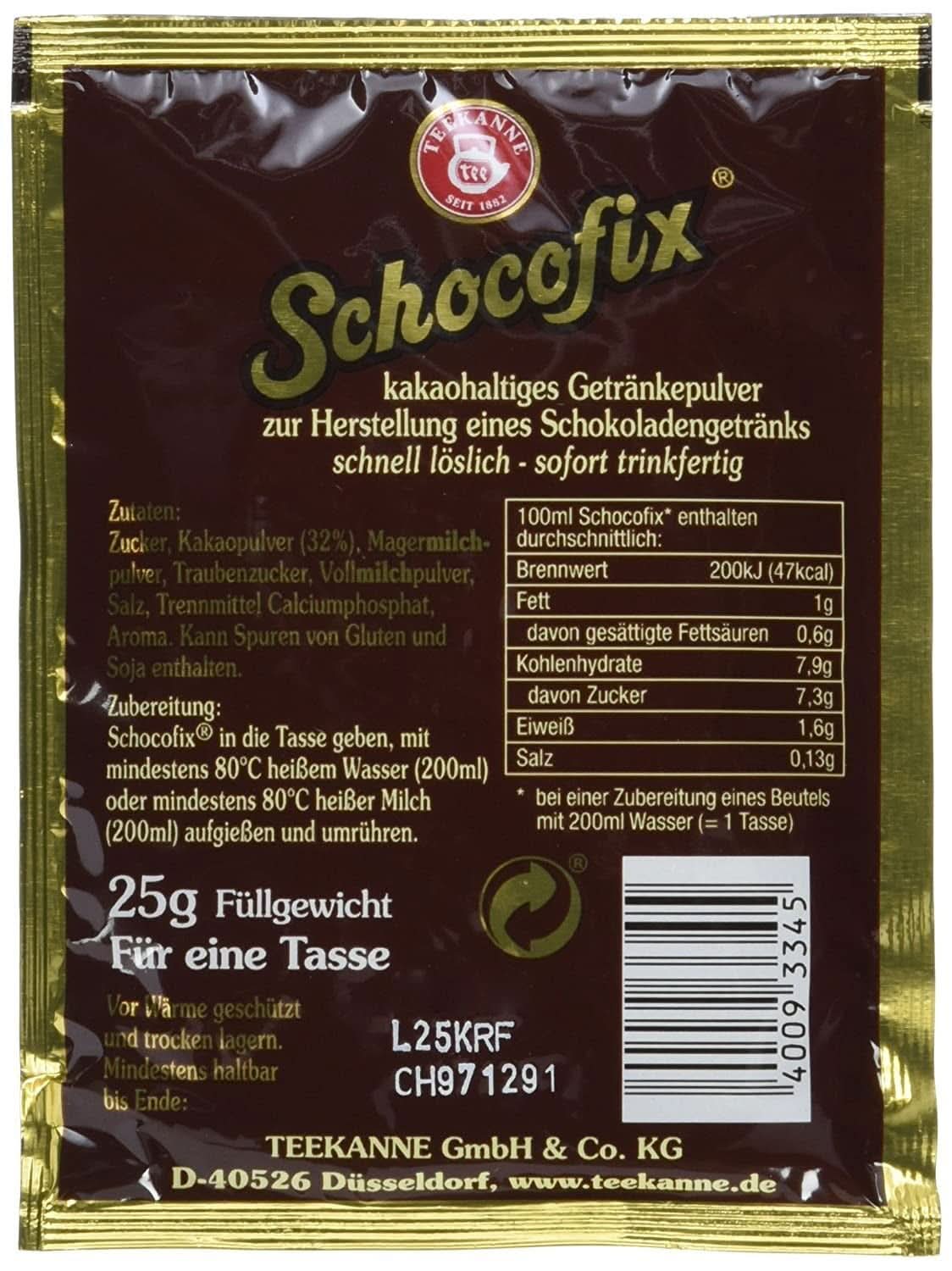 Teekanne Schocofix ciocolată de băut, pachet de 50 x 25 grame Cacao si Ciocolata Calda Naty Shop