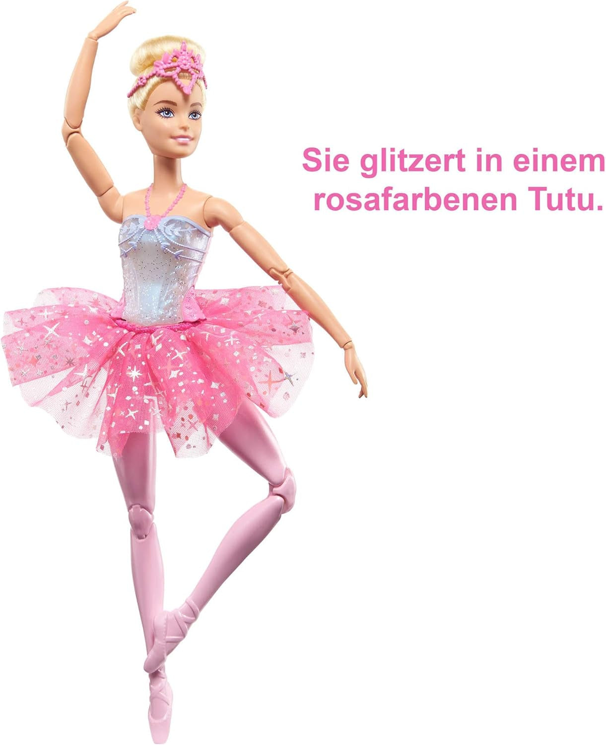 Barbie Dreamtopia Magic Light Balerina baba rózsaszín tutuval és szőke hajjal, 5 fény- és hangeffektus, mozgatható Barbie, 3 éves kortól, HLC25 Naty Shop babák