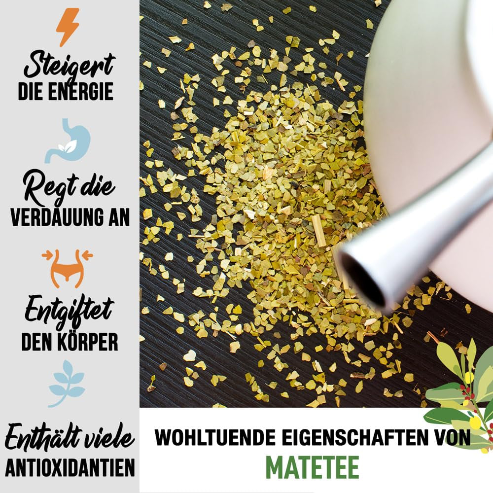 ORIGEENS BIO YERBA MATE CU LĂMÂIE ȘI GHIMBIR 200 G - Ceaiul energizant I Ceai Yerba Mate bio neprăjit, frunze, fără tulpini și praf