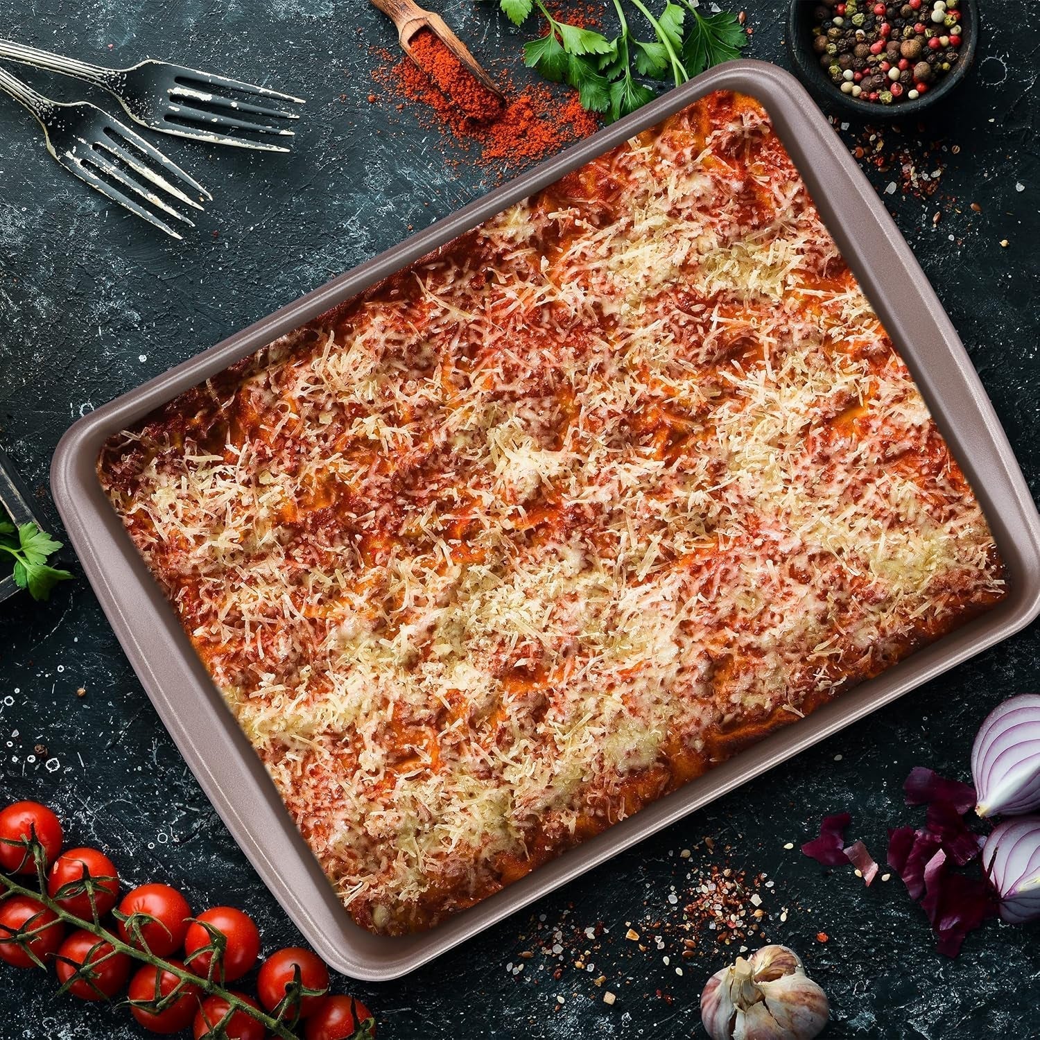 Relaxday tepsi, tapadásmentes, 4 literes, szénacél, barna Formák és tepsi Naty Shop