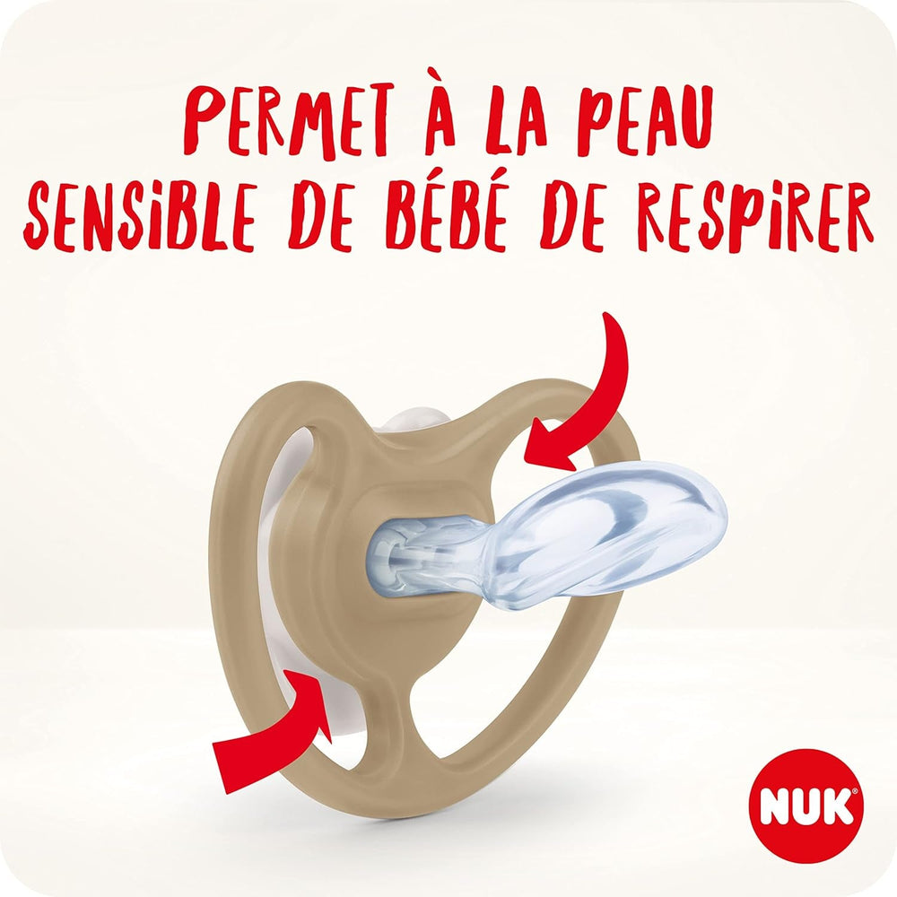 Suzete NUK Space Night | 6-18 luni | Suzete cu fante de ventilație extra-mari, strălucesc în întuneric | Silicon fără BPA | Vulpe și Buburuză | Pachet de 2