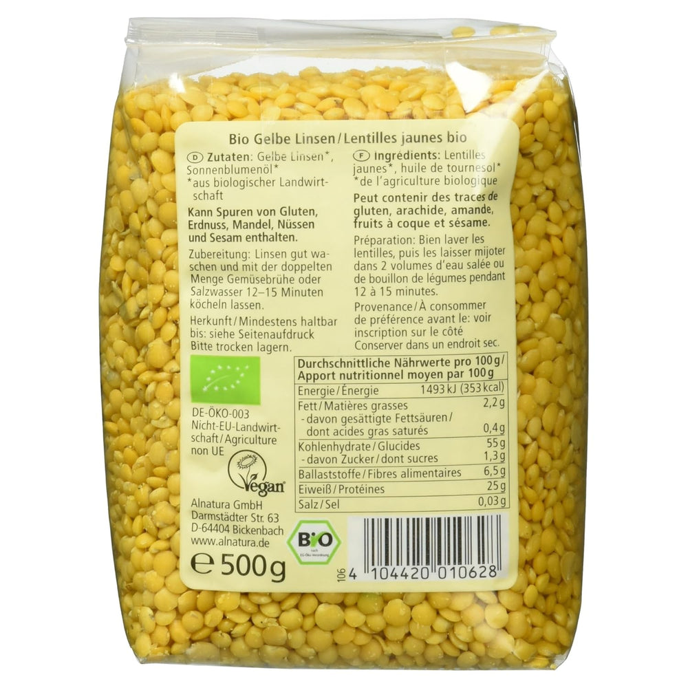 Bio sárga lencse, 500g