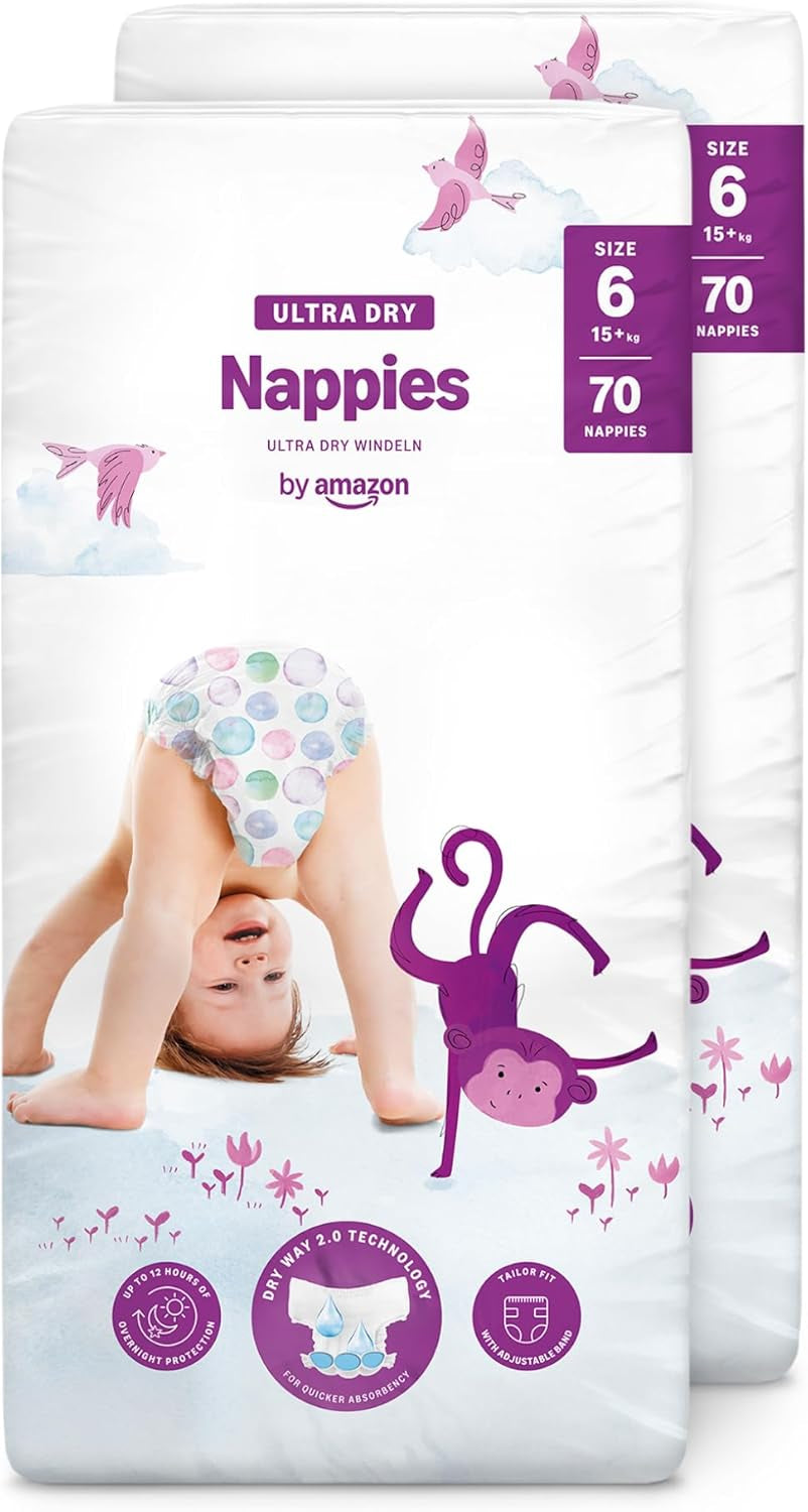 Amazon Ultra Dry pelenkák, 1-es méret (2-5 kg) - Havi doboz, fehér, 96 darab (2 db 48 db-os csomag) (korábban Mama Bear márka, azonos termék)