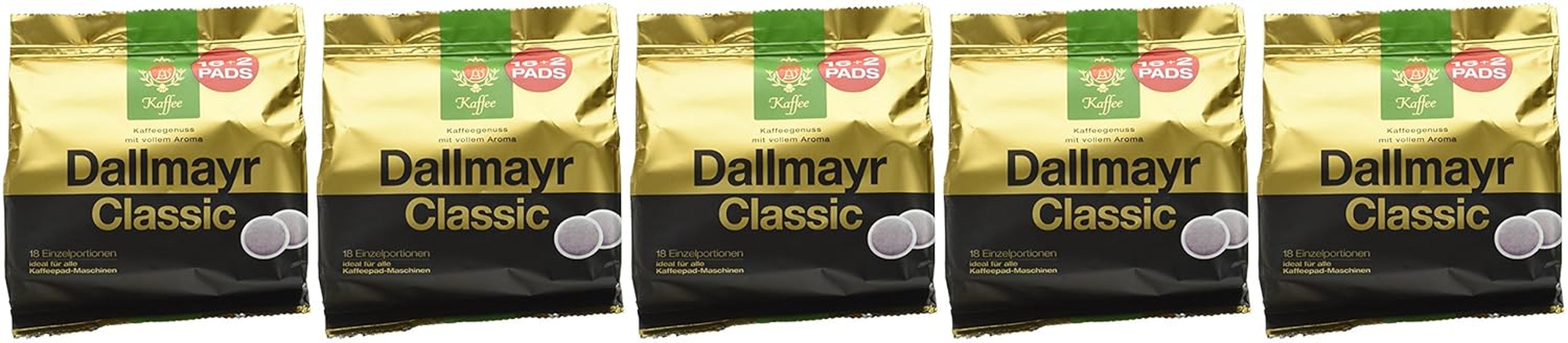 Kaffee Classic Kaffeepads 16 + 2, 5er Pack (5 x 124 g)