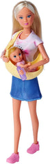 Simba 105733538 - Steffi Love Babybag, Ankleidepuppe mit Baby, Tragetasche und Trinkflasche, Puppe 29cm, ab 3 év