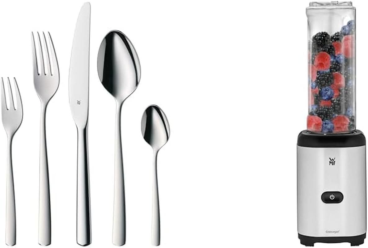 WMF Boston evőeszköz készlet, 30 részes, rozsdamentes acél 6 személyes konyhai naty bolti szett + turmixkészítő 0,6 literes kompozit készlet