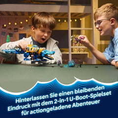 LEGO DREAMZzz 2 az 1-ben Krokodil-U-Boot - Spielzeug verwandelbar az Adler-U-Boot-ban - beleértve. 3 minifigura, 2 Spinnen und Einer sammelbaren blue Treasure-Kreatur - Geschenk für Jungen ab 8 Jahren - 71512