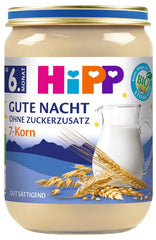 HiPP Organic Good Night 7 gabonával (6 x 190g), bébiétel 6 hónapos kortól, hozzáadott cukor nélkül, nagyon laktató, legjobb bio minőség