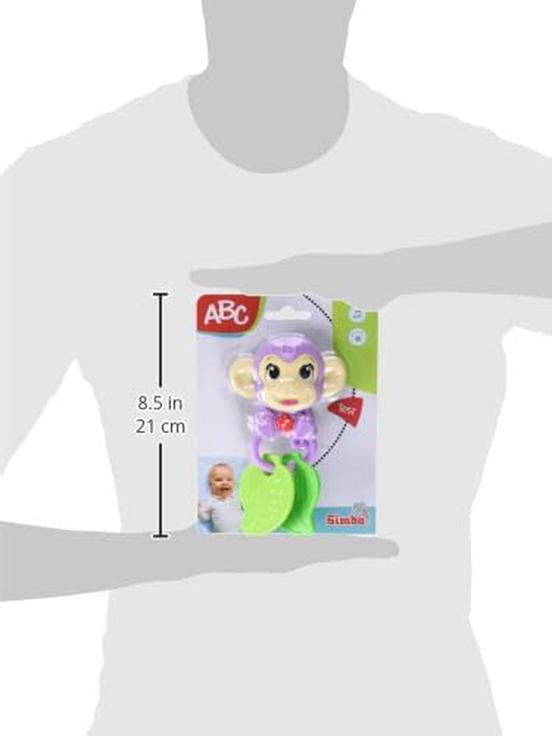 Simba 104010192 - Zornăitor muzical ABC monkey, 2 elemente senzoriale, cu funcție muzicală, 17cm, jucărie pentru copii, de la 6 luni Jucarii Bebe Naty Shop