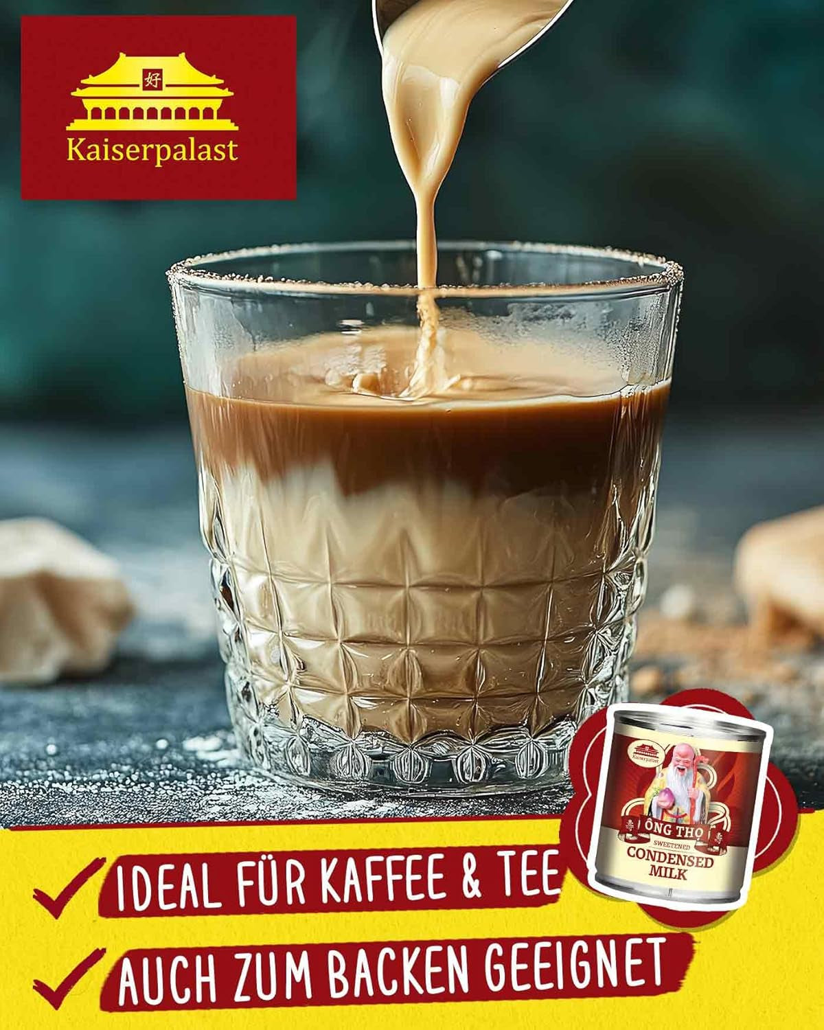 Kaiserpalast sűrített tej 8% Fettanteil, gesüßt, zum Süßen von Kaffee und Tea oder zum Kochen und Backen, 1 x 397 g