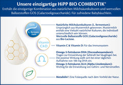 HiPP 2 Organic Combiotik (4 x 600g), 6 hónapos utánpótlás, keményítővel, természetes tejsav, GOS, Omega-3 (DHA, ALA) kultúrákkal, a legjobb bio minőséggel