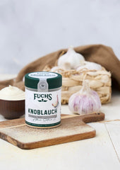 Fuchs Gewürze - Fokhagyma granulált - würzig-zwiebliger Geschmack für Tzatziki, Knoblauchbutter oder Gemüsegerichte - természetes összetevők - 85 g wiederverwendbarerben, recyclebarer Dózis