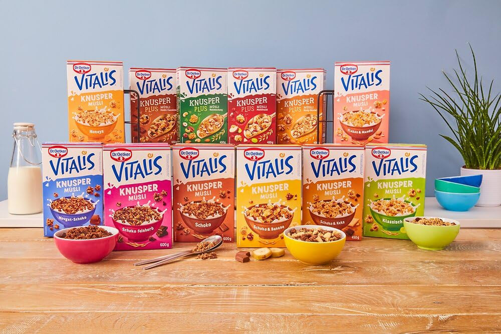 Dr. Oetker Vitalis Crunchy Flakes: Ropogós müzli kukoricapehellyel és manduladarabokkal, 5 db (5 x 600g) csomag