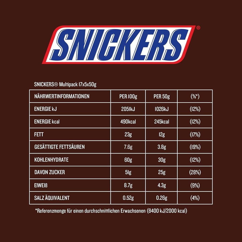 Snickers csokoládészelet mogyorós karamell 5 szeletcsomag | Snack foci | (1 x 5 x 50 g)