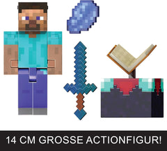 Mattel Minecraft Diamond Level Steve figurină de acțiune cu 3 accesorii, figurină de colecție, figurină la scară reală de aproximativ 14 cm și design pixelat HXM84 Action figures Naty Shop