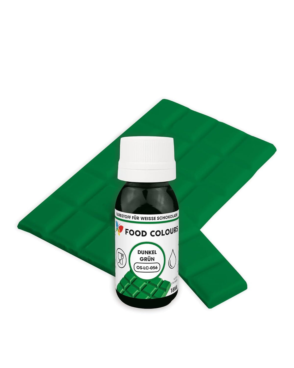 Coloranți alimentari OS-LC VERDE ÎNCHIS 18 ml Colorant alimentar pentru ciocolată albă, praline, creme, produse de patiserie grase, decorațiuni pentru torturi și tarte