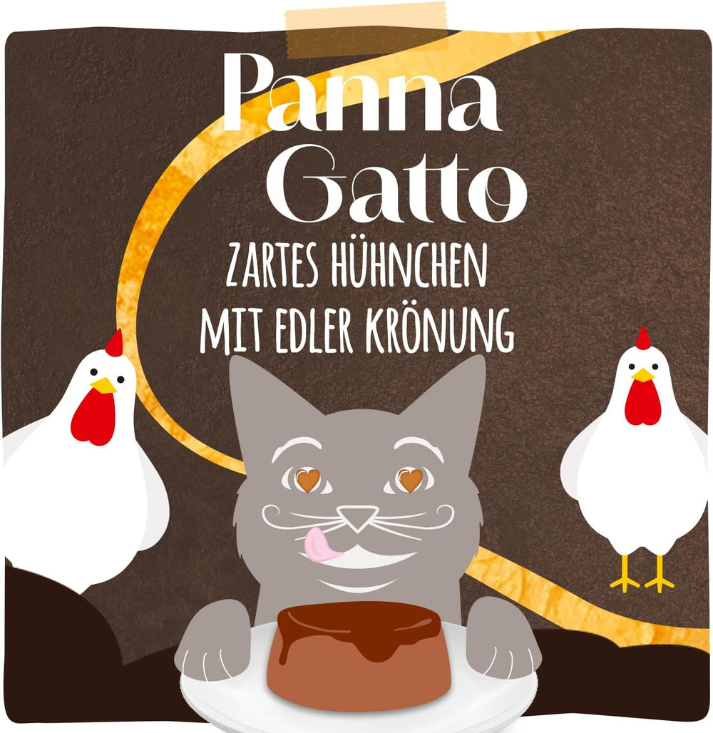 MjAMjAM - Hrană umedă premium pentru pisici - Panna Gatto - pui fraged cu un topping nobil, pachet de 12 (2x80g), fără cereale