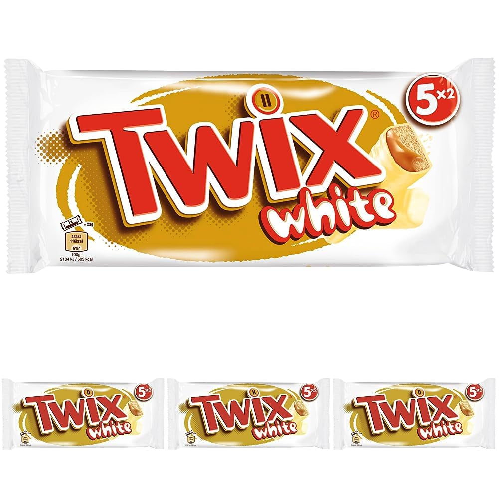 Twix fehér csokoládészeletek | Karamell, Keksz, Fehér csokoládé | Csokoládé Multi Pack | 5 rúd (5 x 46 g) (4 db-os csomag)