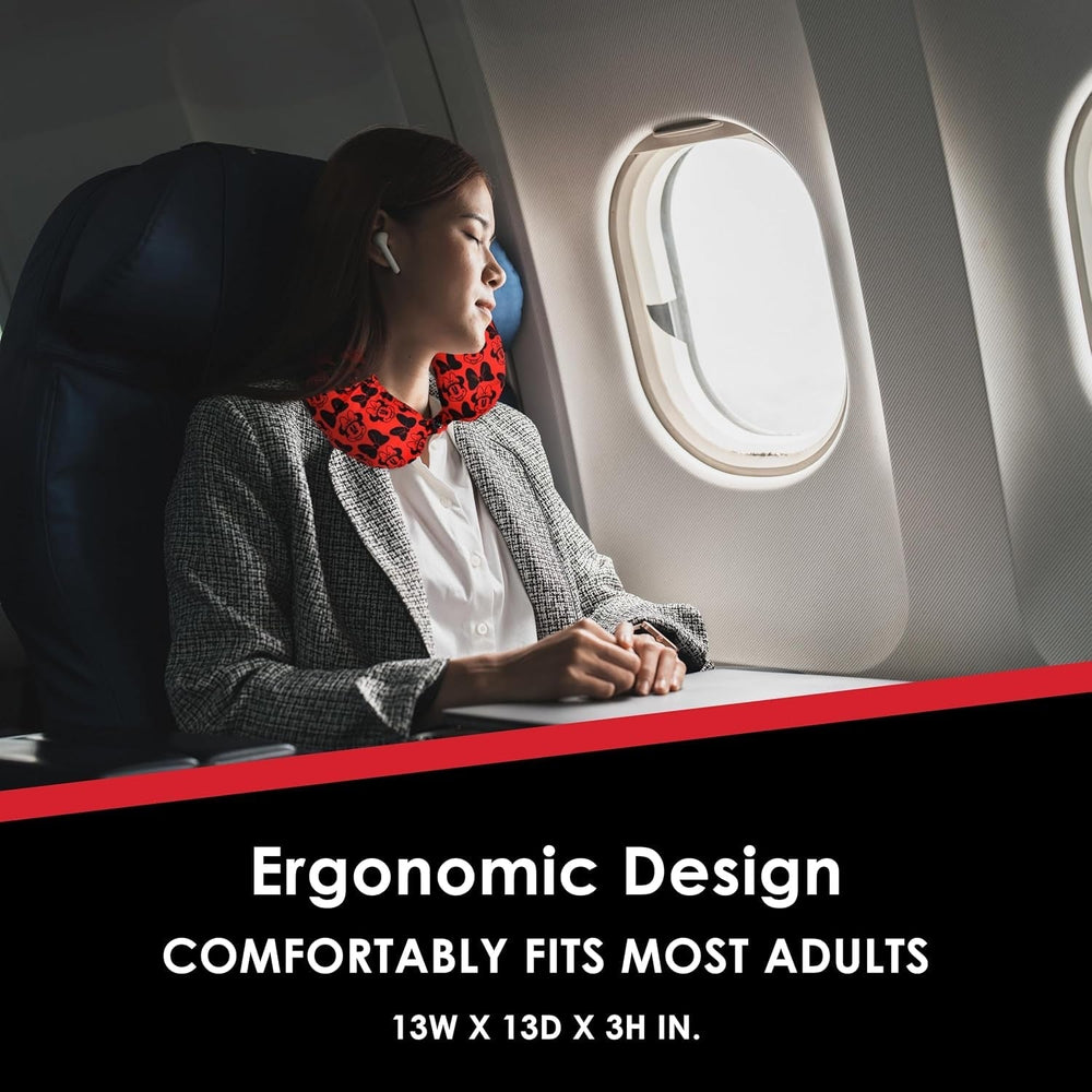 Ful Concept One Disney Minnie Mouse Pernă de gât de călătorie cu urechi 3D și arc pentru avion, mașină și birou, confortabilă și respirabilă, roșu / negru Perne calatorie Naty Shop