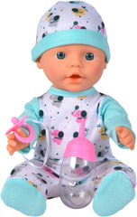 New Born Baby Little Elephant vinil baba etető és ivó funkcióval, üveg és cumi, 30 cm, 2 éves babák Naty Shop