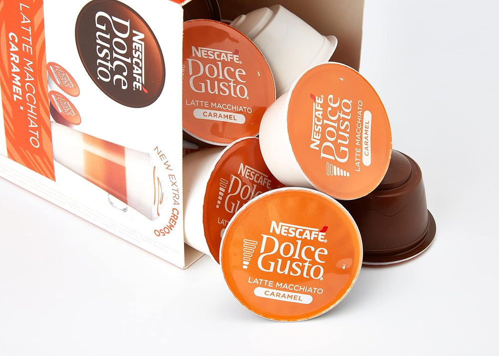 NESCAFÉ Dolce Gusto Café au Lait 96 Kaffeekapseln & Latte Macchiato Caramel, 48 Kaffeekapseln