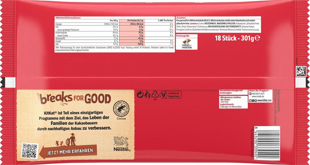 Nestlé Mini XXL csokoládészeletek Tejcsokoládé ropogós ostyaszeletek 4 csomag (1 x 301g)