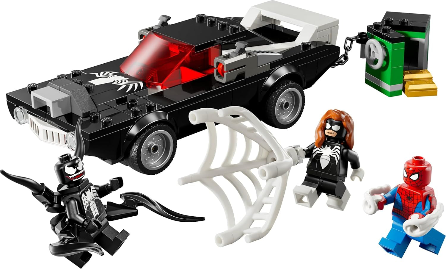 LEGO | Marvel Spider-Man Mech vs. Venom Muscle Car - Auto Spielzeug mit 3 Superhelden Minifiguren - Modellauto mit Shootern - Geschenk für Jungen und Mädchen ab 7 Jahren 76309