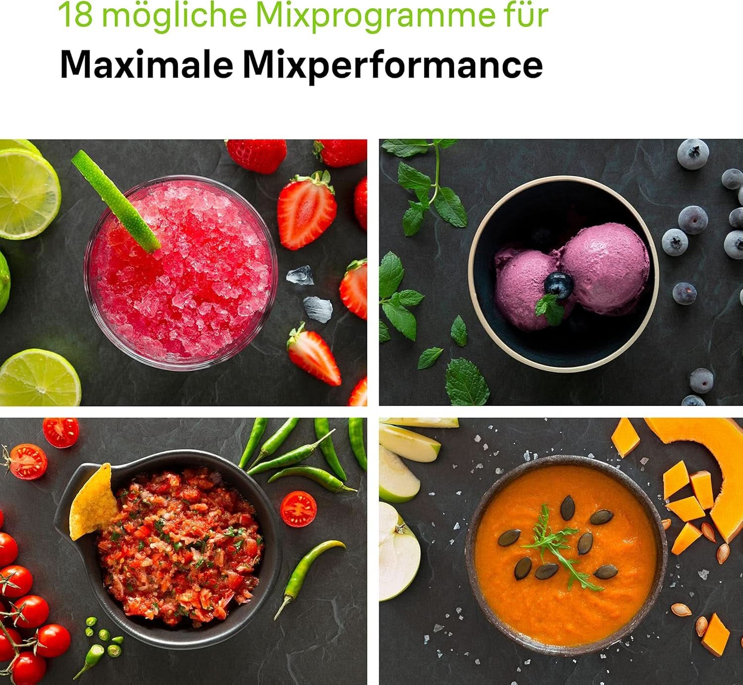 Braun Hochleistungsmixer Powerblend 9 JB9040 – Standmixer Mit Glas-Mixkrug, 18 Mixprogram, 10 Geschwindigkeiten + Pulsefunktion, Heiße Suppen Funktion, Reinigungsprogramm, Stampfer, 1600 W, Schwarz Kitchen Naty