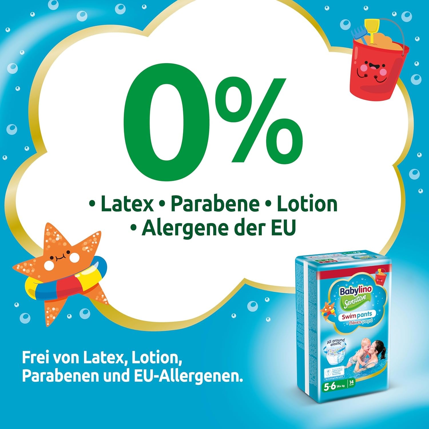 Pelenkák Sensitive Swim Pants, tengerre és medencére, 5-6 méret (14 kg felett), 84 db