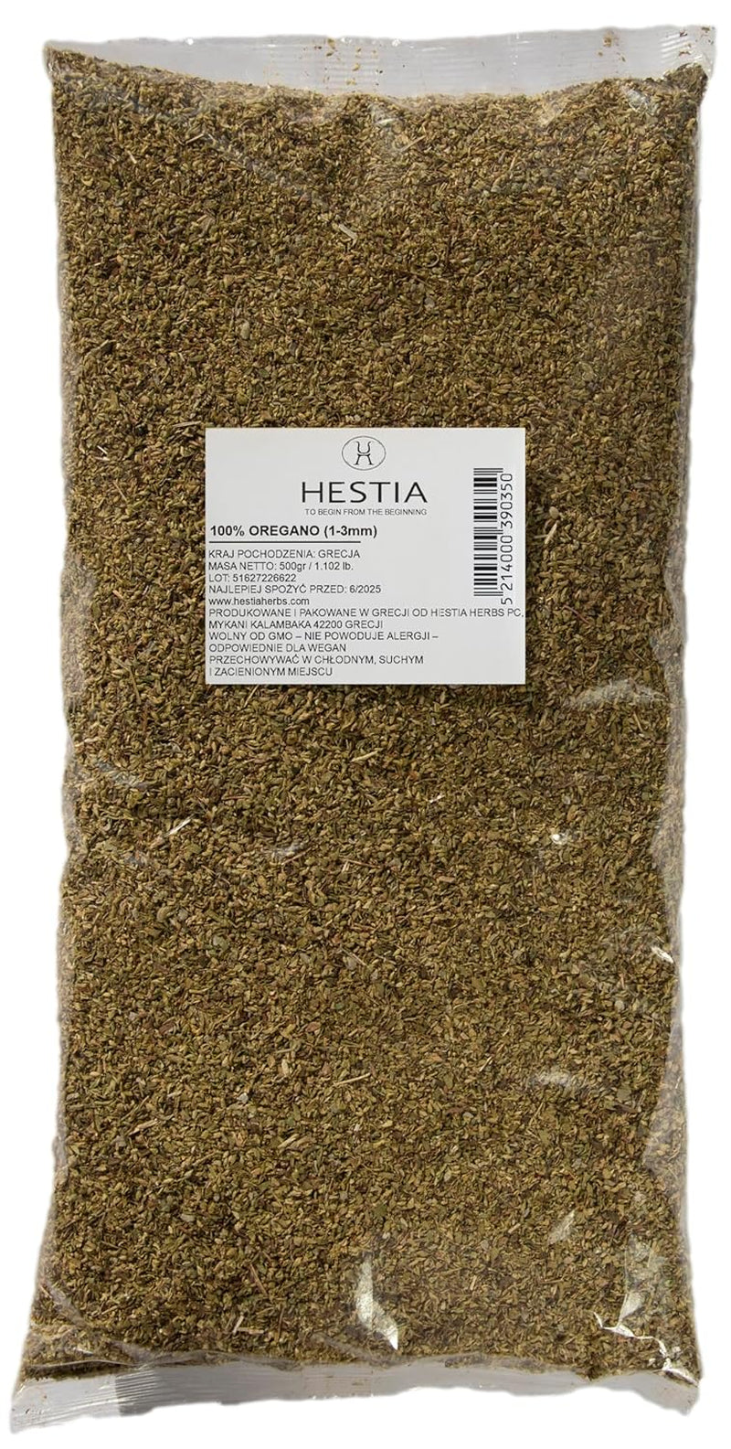 Hestia Herbs Griechischer getrechtenter Oregano 500 g, Allergenfrei – Vegán – GVO-frei