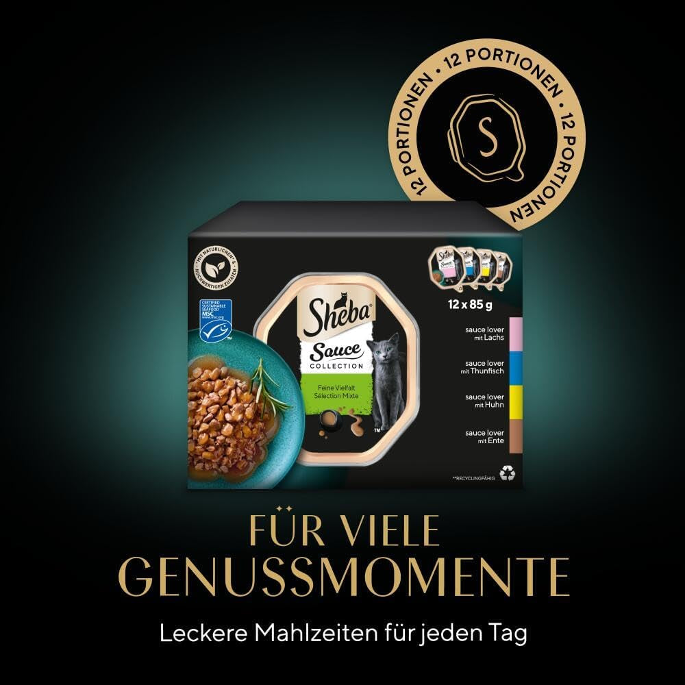 Colecție de sosuri Sheba Tray Multipack, varietate fină MSC, 4x12x85g