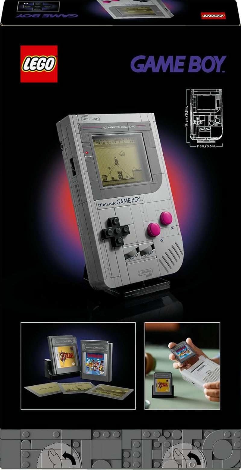 LEGO Super Mario Game Boy - Modellbau für Erwachsene - Nintendo Modell mit 2 Spielmodulen incl. Zelda sowie Ständer – Retro ajándék Apák napjára játékrajongóknak – 72046