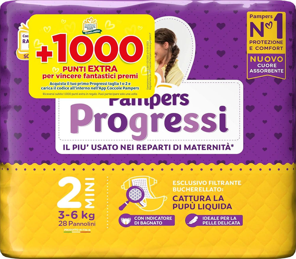 Pampers Progressi Mini, 2-es méret (3-6 kg), 28 pelenka Anya és Gyermek Naty Shop