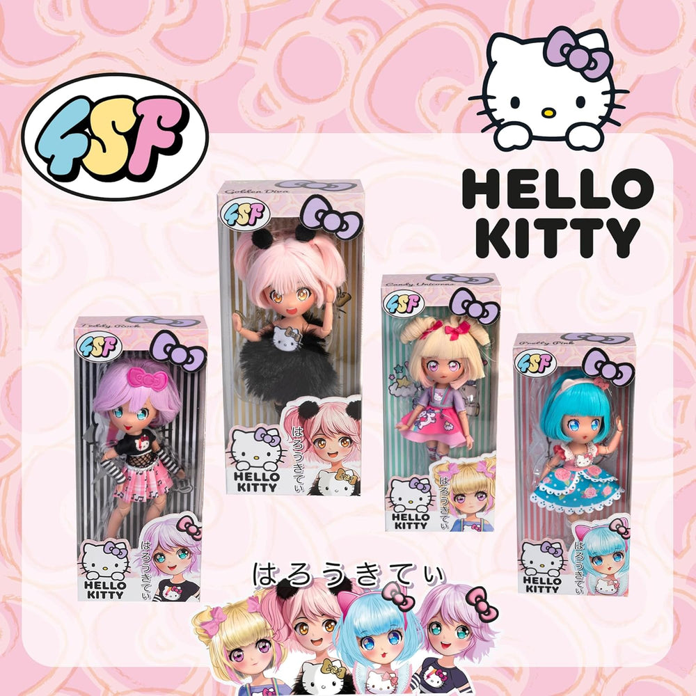 Manga Doll Pretty Pink, japanische Modepuppe mit modischen Designs, Manga, 19,5 cm Figur mit 15 Gelenkpunkten, blaues Haar, inklusive Zubehör, berühmt (HKTF0300)