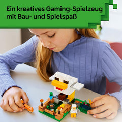 LEGO Minecraft Hühnerfarm - Spielzeug zum Bauen mit Hühner Fan Minifigur, Baby Zombie és Fuchs Figuren - Set mit Minecraft Figur - Gamer Geschenk für Jungen und Mädchen ab 7 Jahren - 21585