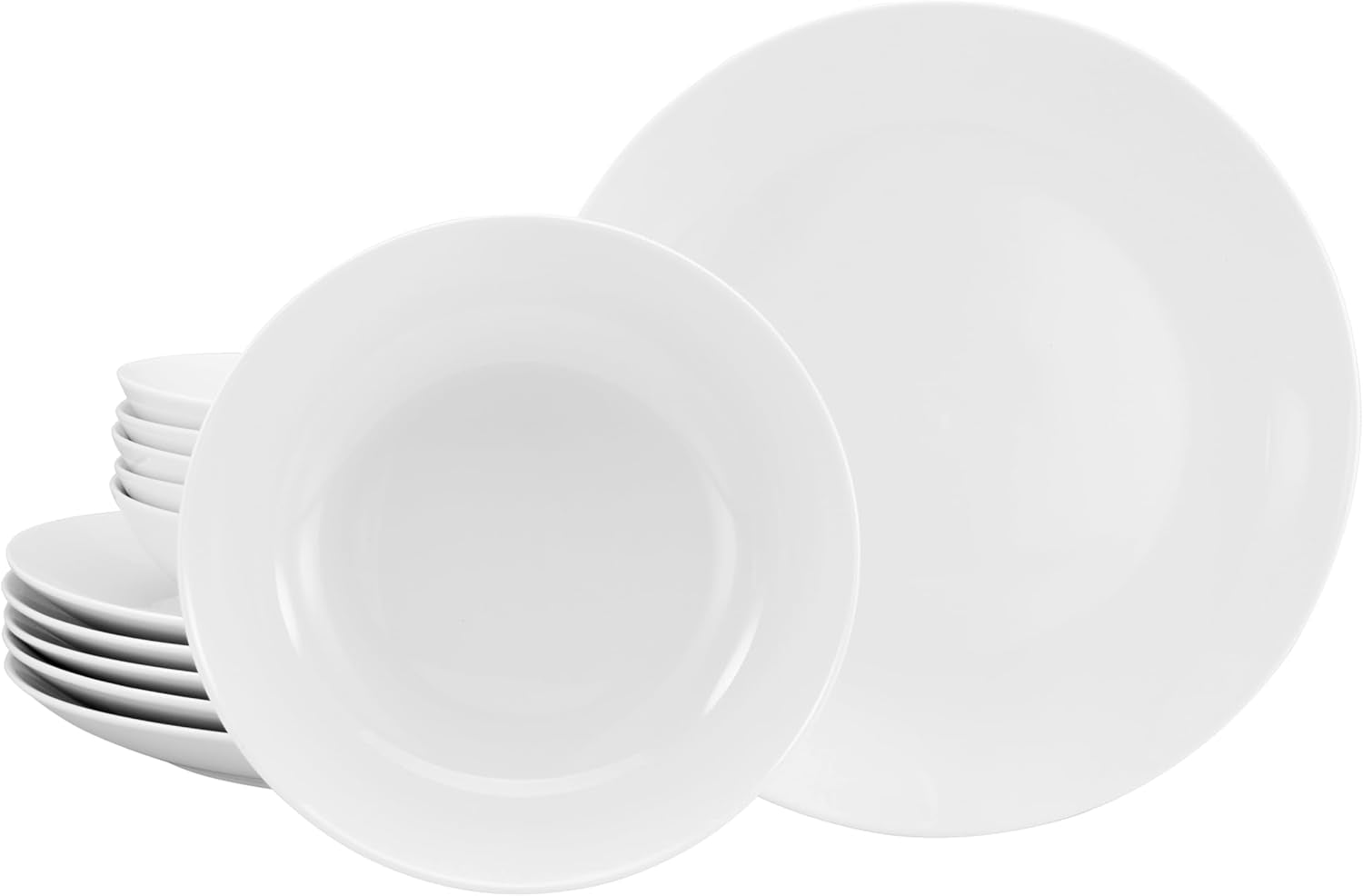 Creatable, 20341, Serie Luna Weiss, 18-Teiliges Geschirrset Für 6 Personen, Teller Set Aus Porzellan, Spülmaschinen- Und Mikrowellengeeignet, Qualitätsproduktion Seturi vesela masa Naty Shop Tafelservice