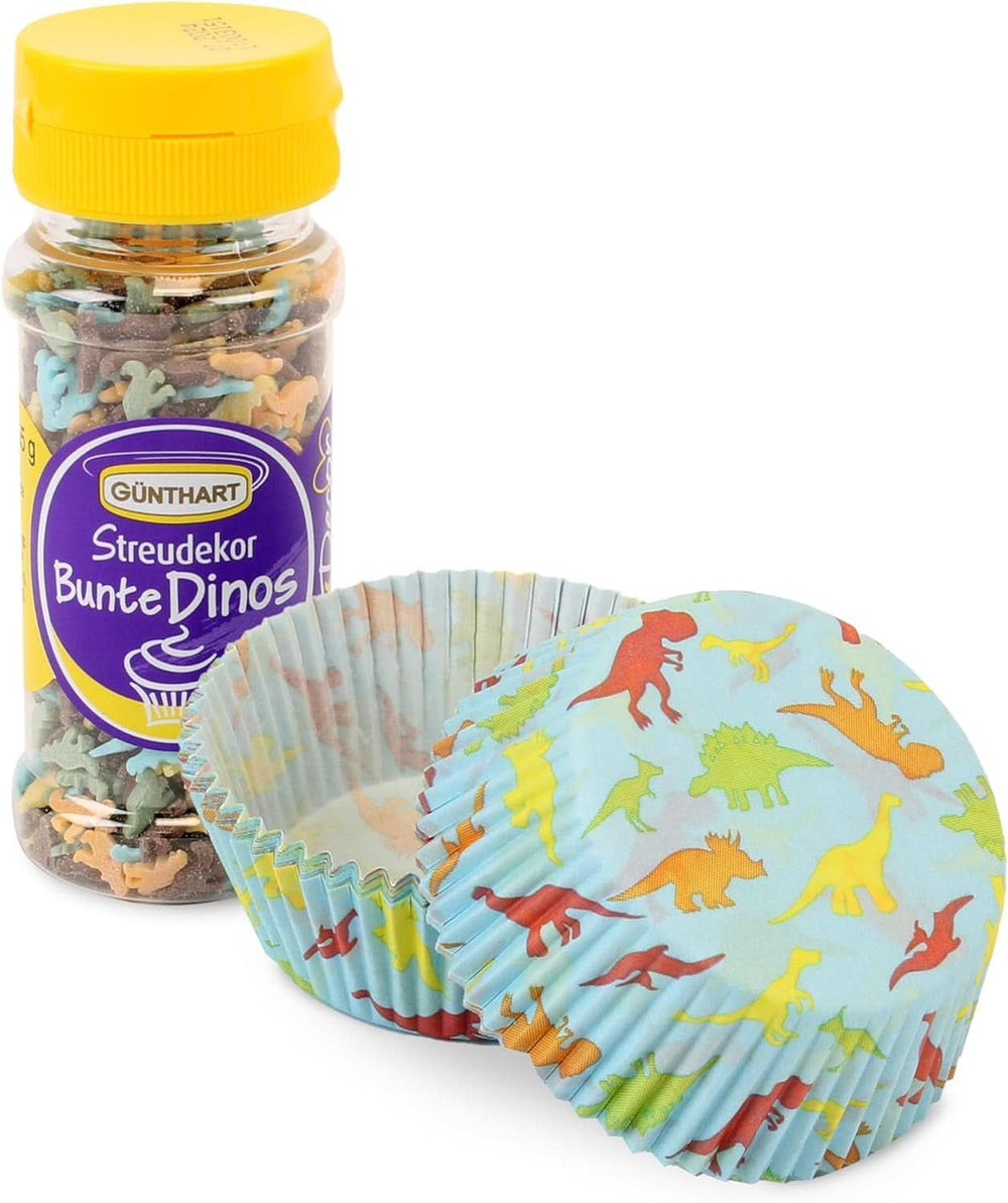 Günthart Dino szett, 55 gramm + 50 papír cupcake tok Sprinkles Naty Shop