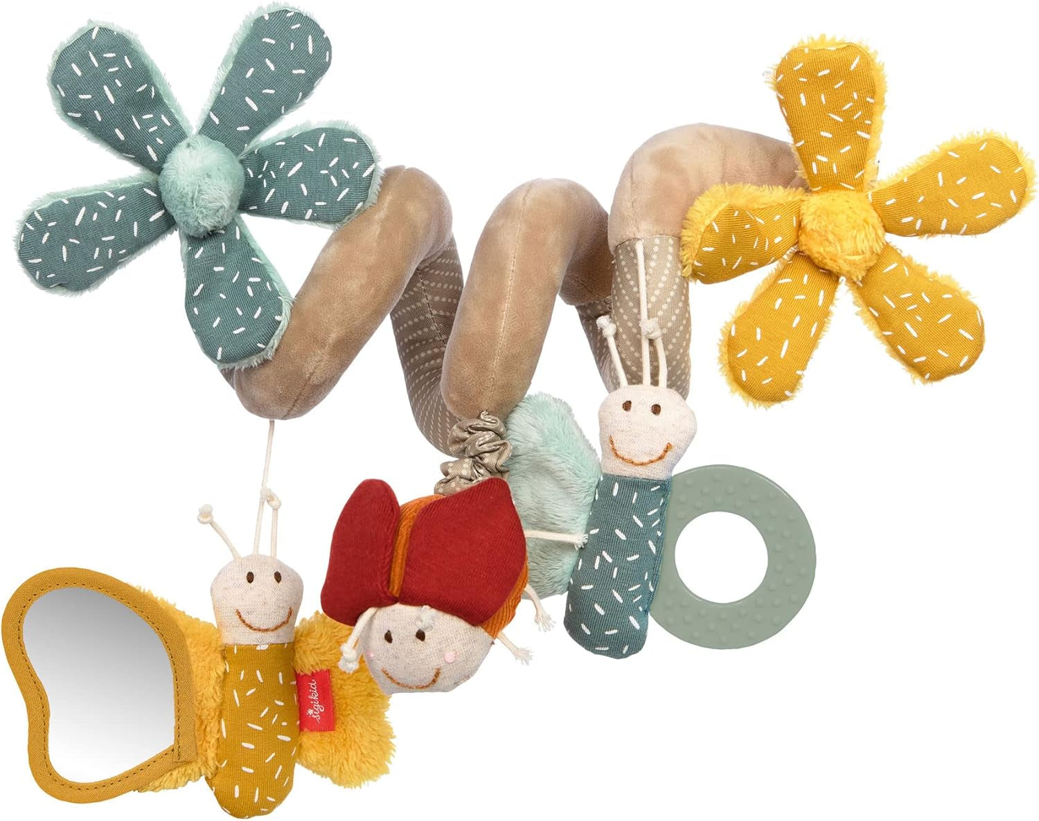 SIGIKID 42249 Fluture spiralat activ Baby Activity On Tour fete jucărie pentru copii recomandată de la naștere multicolor Jucarii Bebe Naty Shop Singur Galben/porumbel/petrol/ fluture