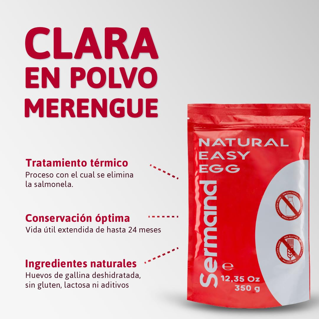 Eiweißpulver für Baiser (350 g) | Pasteurisiertes Eiklar | Getrocknetes Eiweiß | Laktózmentes Gluténmentes | In wiederverschließbarem Zip-Beutel