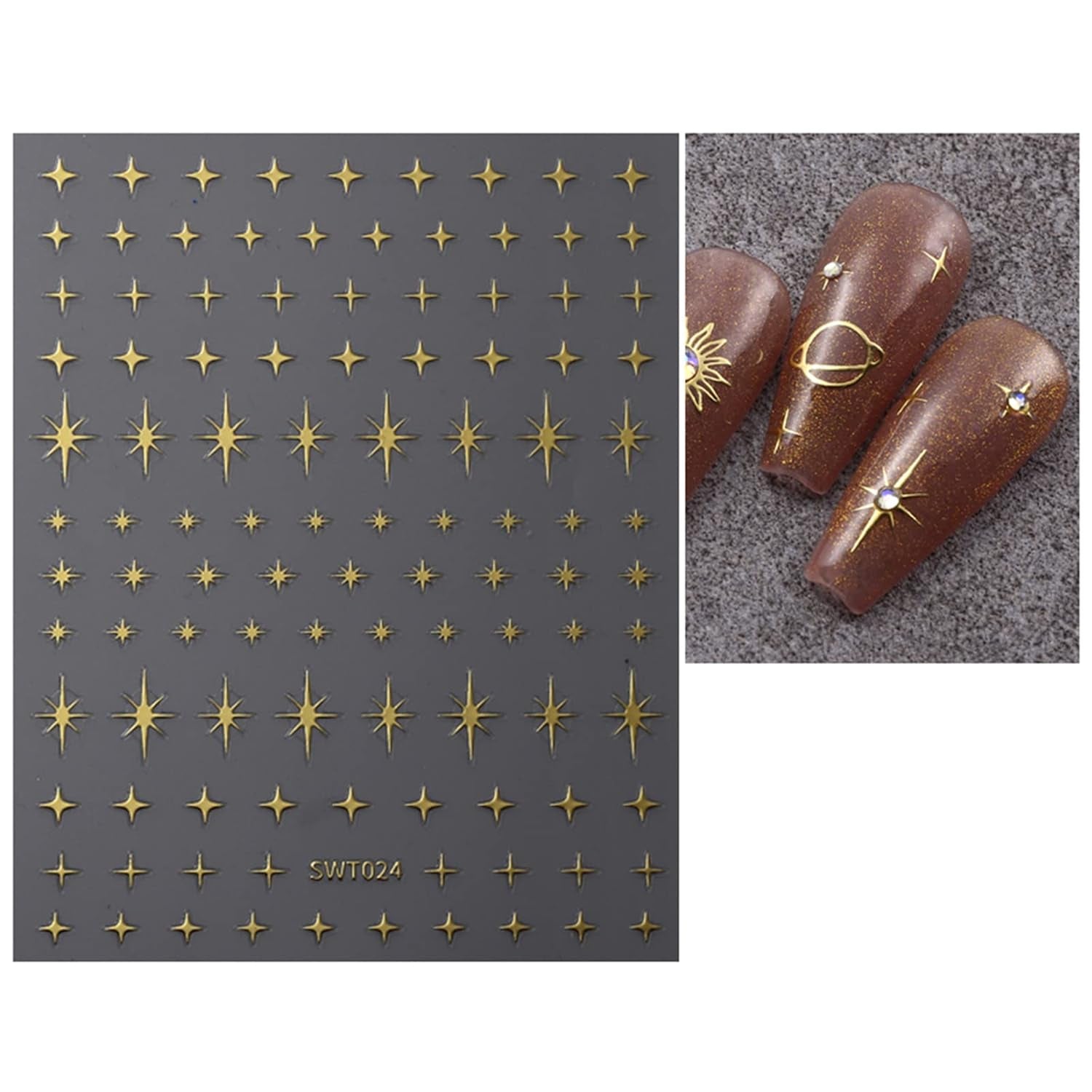 JMEOWIO Nagelsticker Mond Stern 9 Blatt Nail Art Sticker Selbstklebend Nagelaufkleber Bunter Dekoration Nageldesign Zubehör