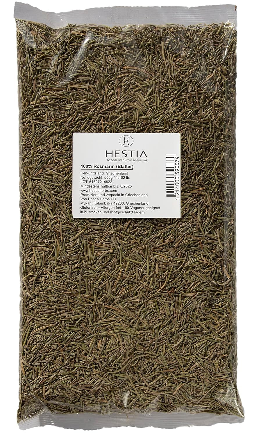 Hestia Herbs Griechischer getrechtenter Oregano 500 g, Allergenfrei – Vegán – GVO-frei
