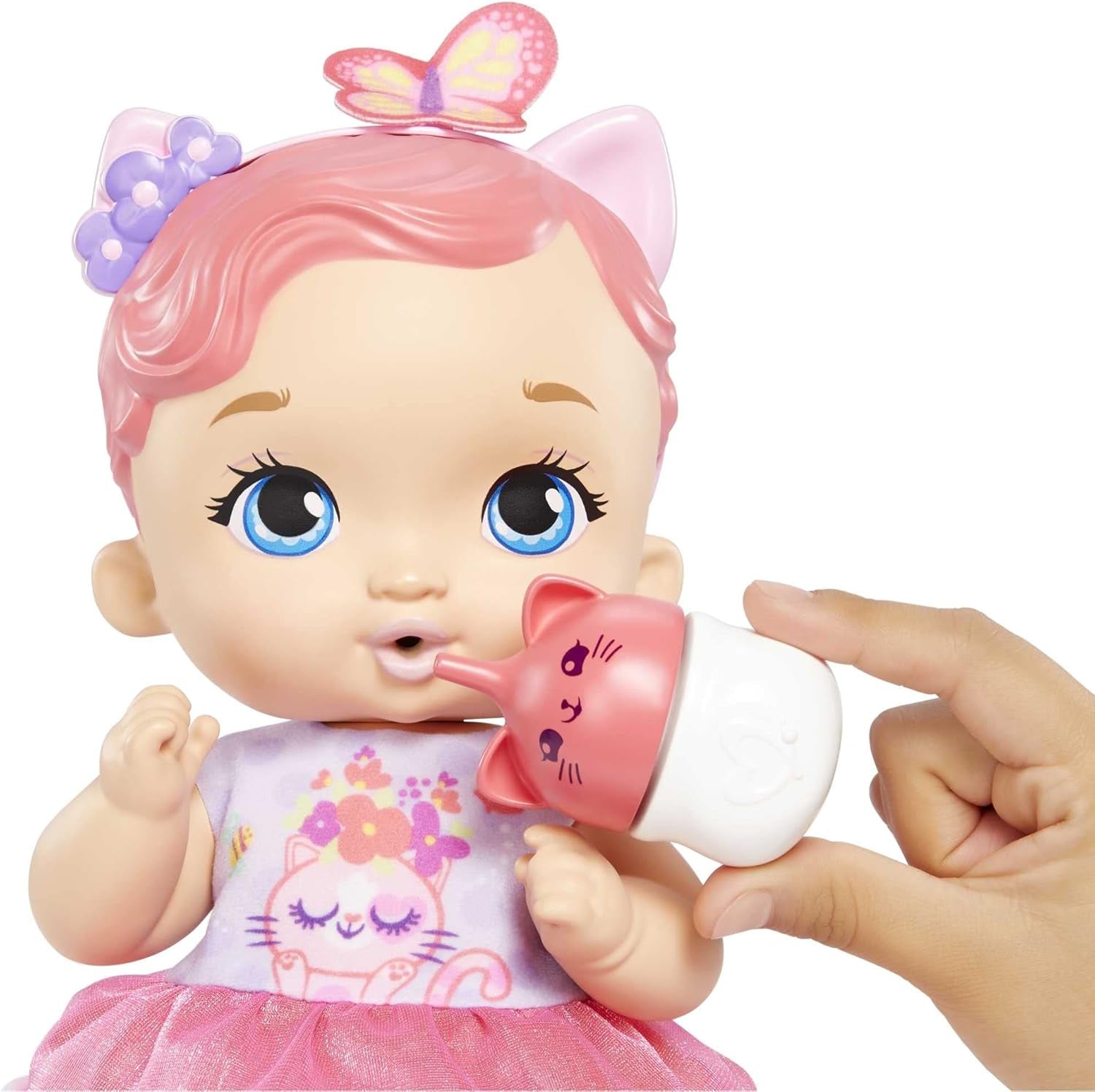 My Garden Baby HHL21 - Katzen-Baby Puppe (rózsaszín Haare) mit Katzenohren und süßem Jasmin-Duft, beleértve a Lätzchen, Fläschchen und Stoffwindel, Spielzeug für Kinder - ab 3 Jahren