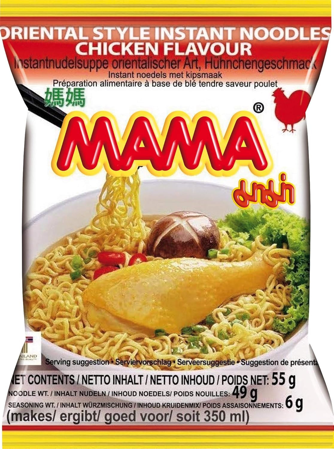 MAMA csirke ízű instant tészta - keleti stílusú instant tésztaleves - autentikus thai konyha - 24 x 55 g