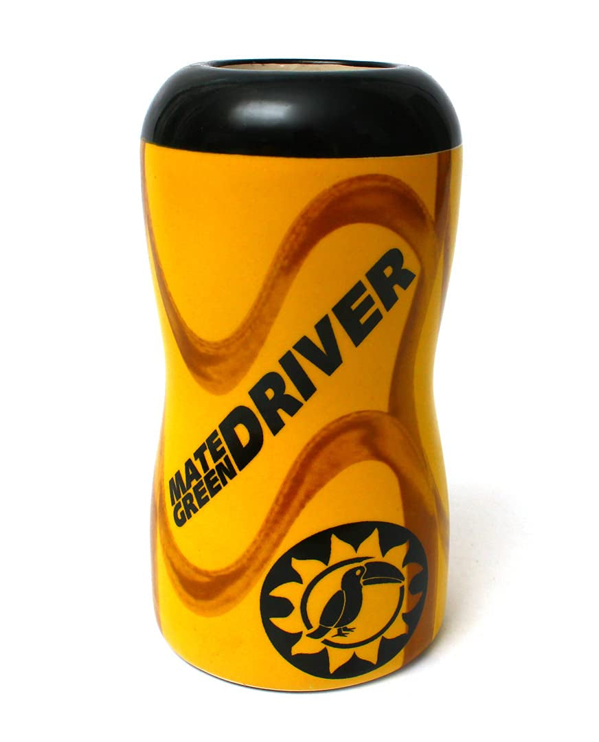 Cana pentru ceai Yerba Mate, cană din ceramică DRIVER, cană pentru mașină, perfectă pentru călătorii cu mașina, pentru ceai Mate și băuturi reci sau calde, cană din ceramică, complet glazurată, 1,75 kg