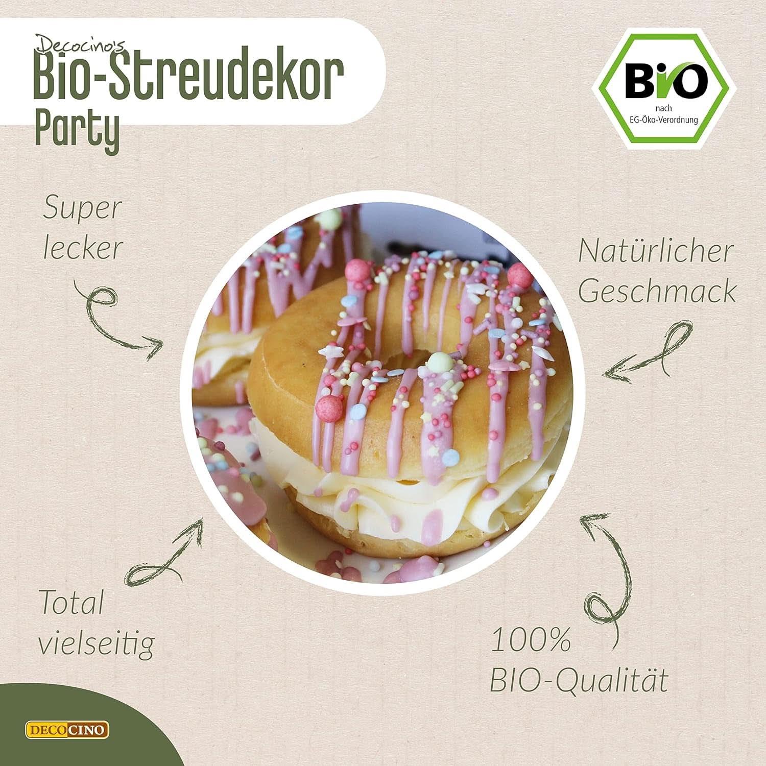 DECOCINO Sprinkles de zahăr vegan din dextroză de calitate organică, 60 grame Sprinkles Naty Shop