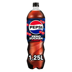 Pepsi Zero Sugar Cherry, Cukormentes üdítő, koffeines kóla cseresznye ízzel üvegben, készlet 6 x 1,25 literes Naty Shop