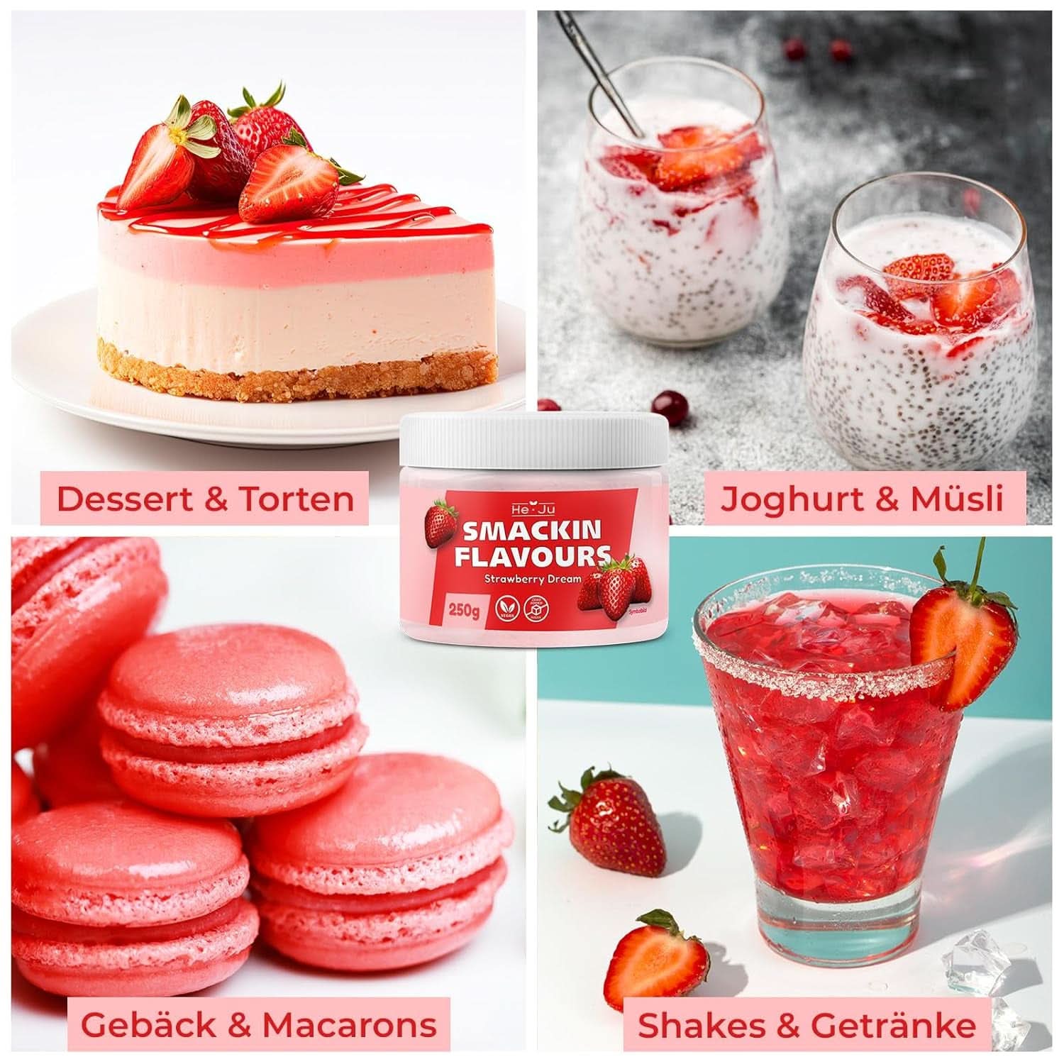 He-Ju, Eper ízű por, 250 grammos Aromas Naty Shop