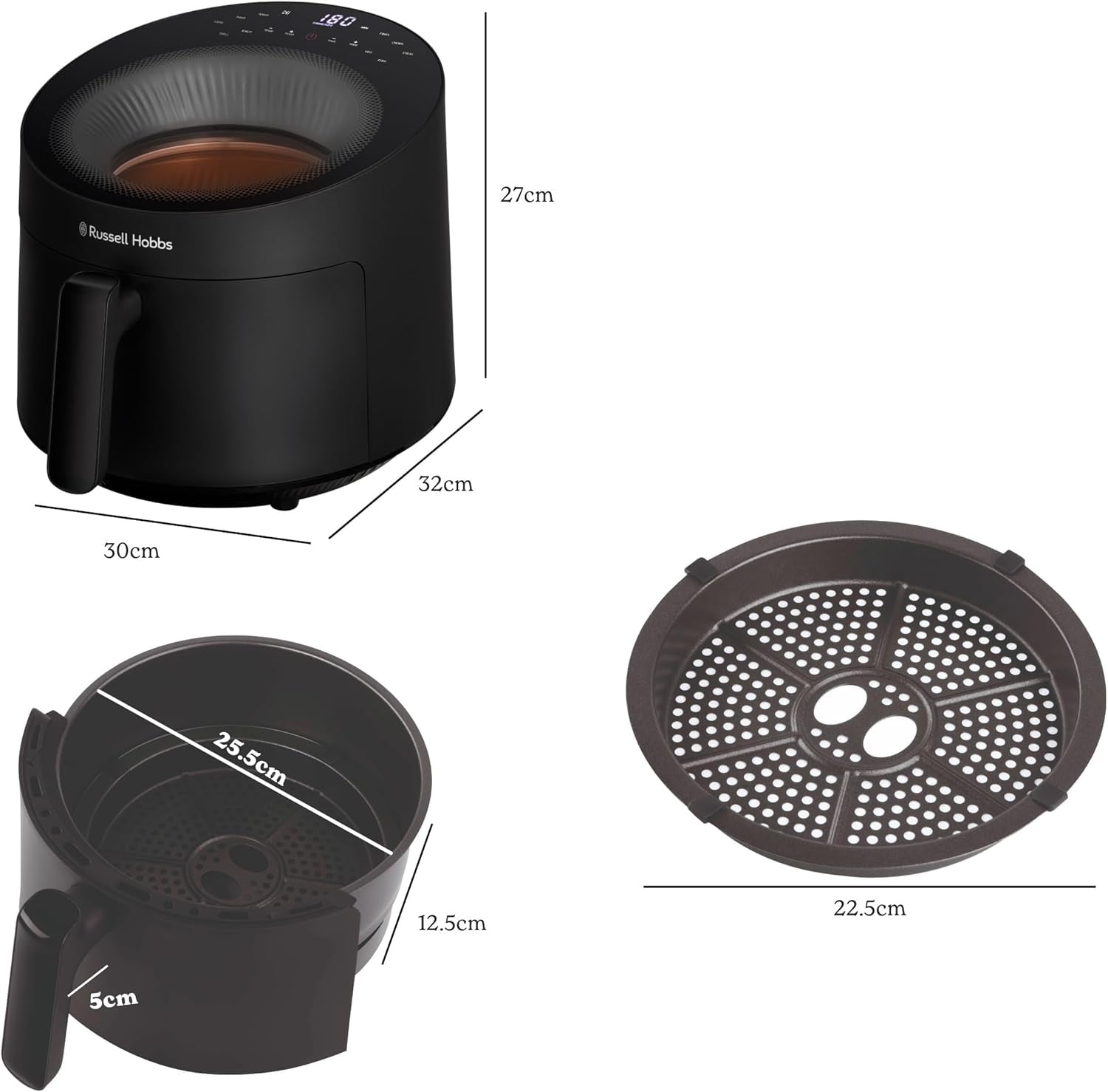 Russell Hobbs Airfryer, 5 liter, 10 program, kilátó ablak Naty Shop Appliances