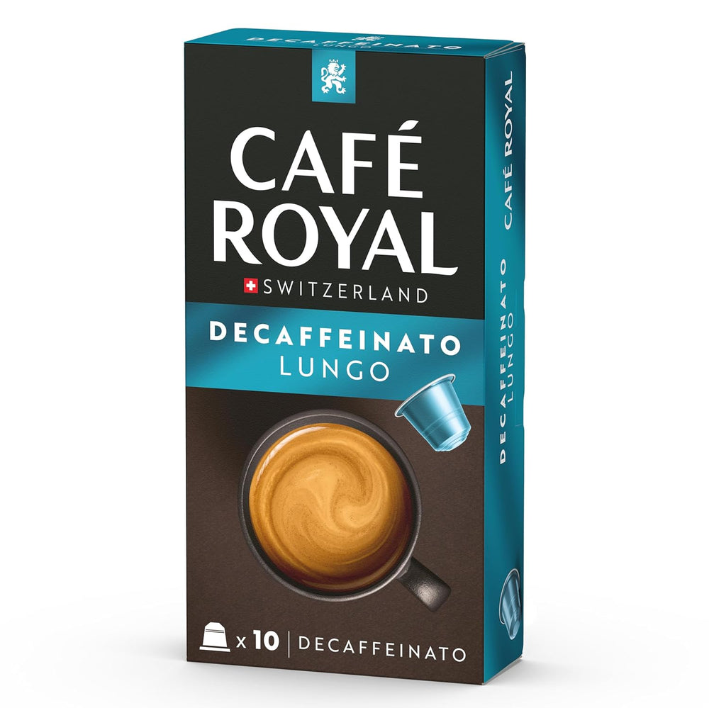 Café Royal Lungo Decaffeinato – Nespresso®-kompatible Kaffeekapseln, 100 % Arabica, Intensität 5/12, Rainforest Alliance, entkoffeiniert, 100 Kapseln
